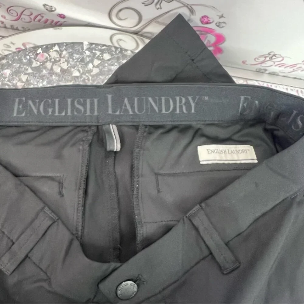 English Laundry pants dressy classic business Men's Black Dress Pants
